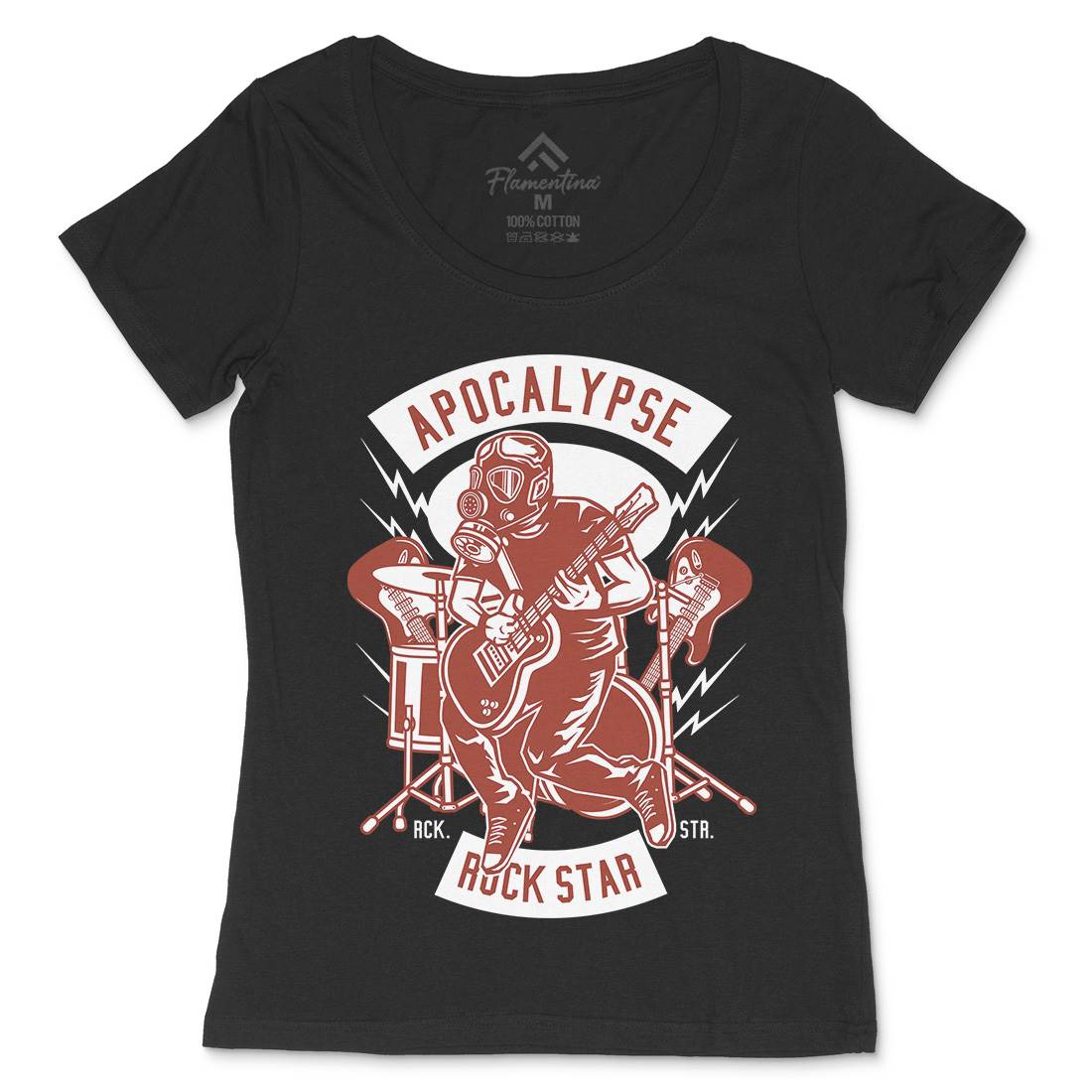 Apocalypse Rock Star Womens Scoop Neck T-Shirt Music D503