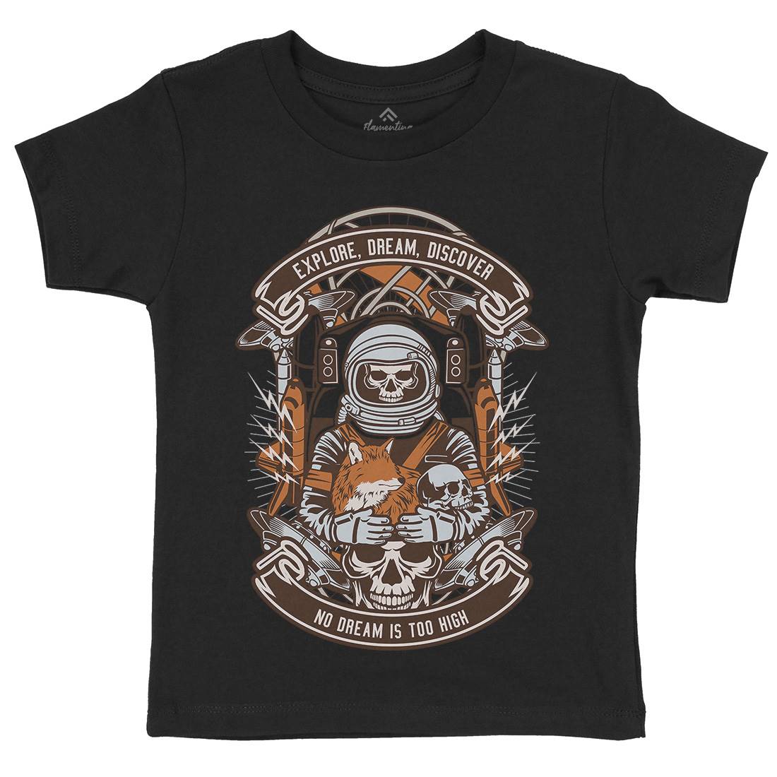 Astronaut Skull Kids Organic Crew Neck T-Shirt Space D505