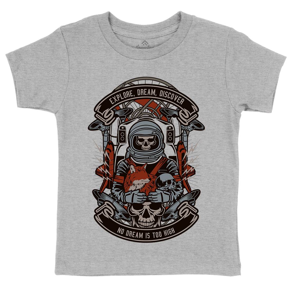 Astronaut Skull Kids Crew Neck T-Shirt Space D505