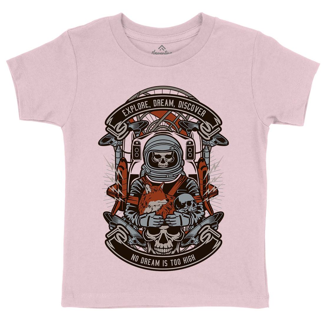 Astronaut Skull Kids Crew Neck T-Shirt Space D505