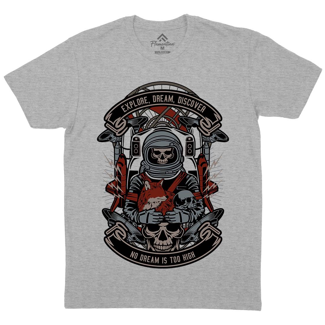 Astronaut Skull Mens Crew Neck T-Shirt Space D505