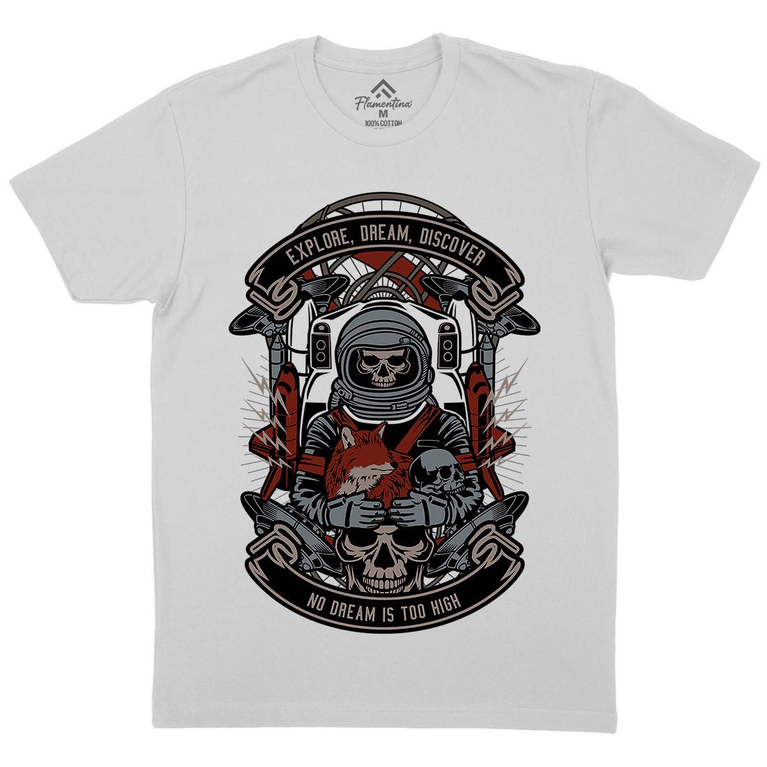 Astronaut Skull Mens Crew Neck T-Shirt Space D505