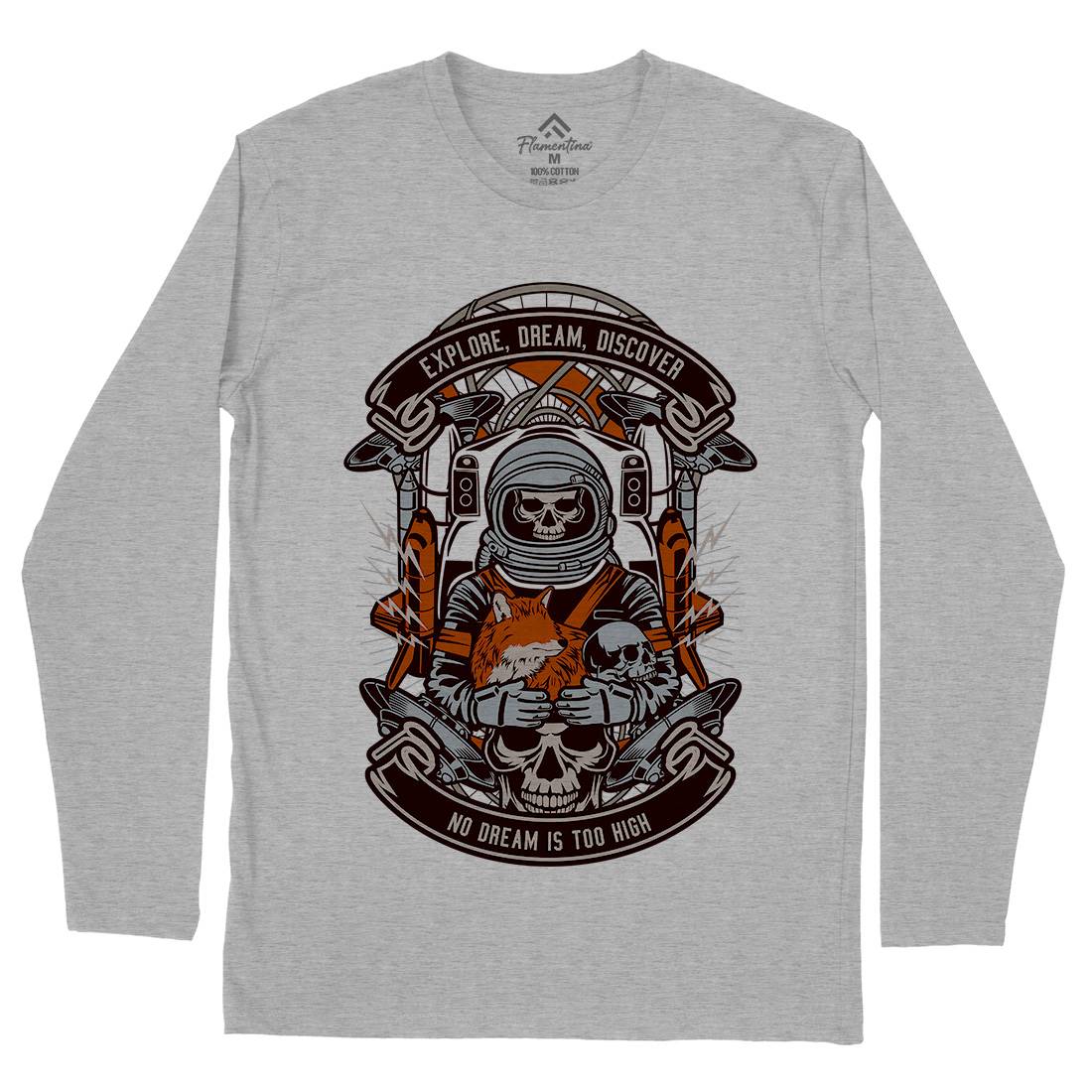 Astronaut Skull Mens Long Sleeve T-Shirt Space D505