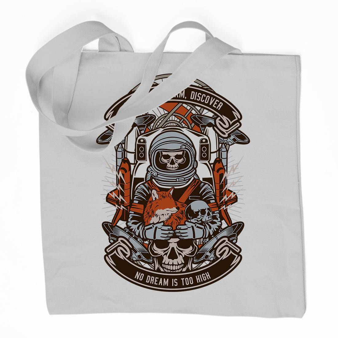 Astronaut Skull Organic Premium Cotton Tote Bag Space D505