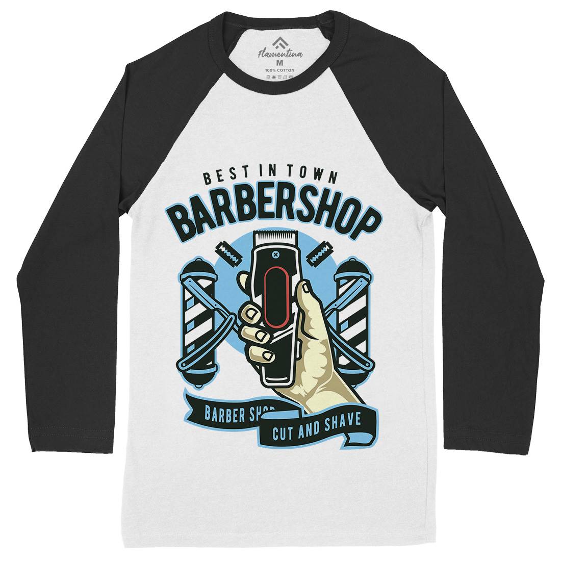 Barbershop Mens Long Sleeve Baseball T-Shirt Barber D506