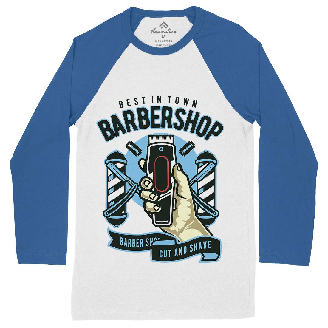 Barbershop Mens Long Sleeve Baseball T-Shirt Barber D506