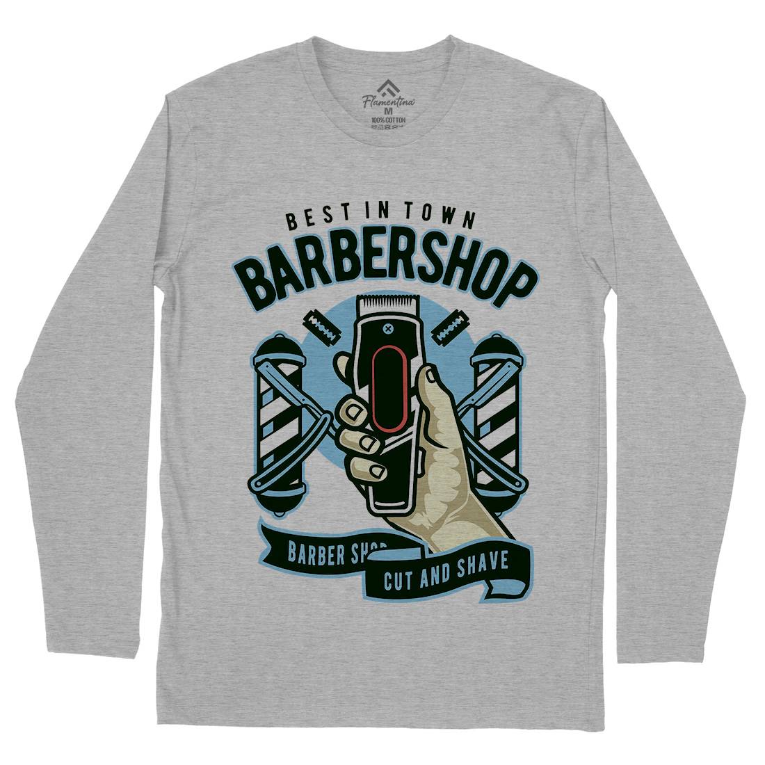 Barbershop Mens Long Sleeve T-Shirt Barber D506