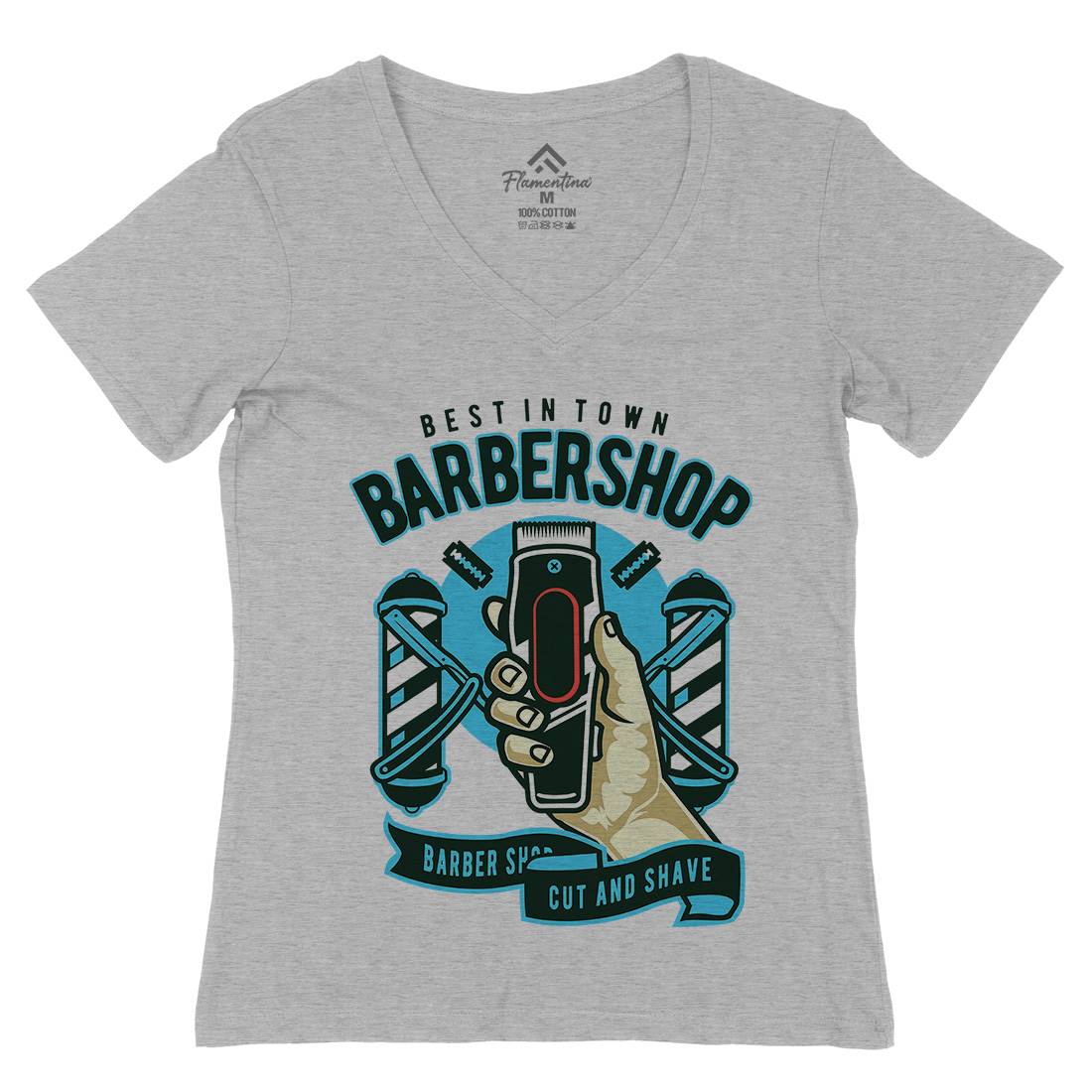 Barbershop Womens Organic V-Neck T-Shirt Barber D506