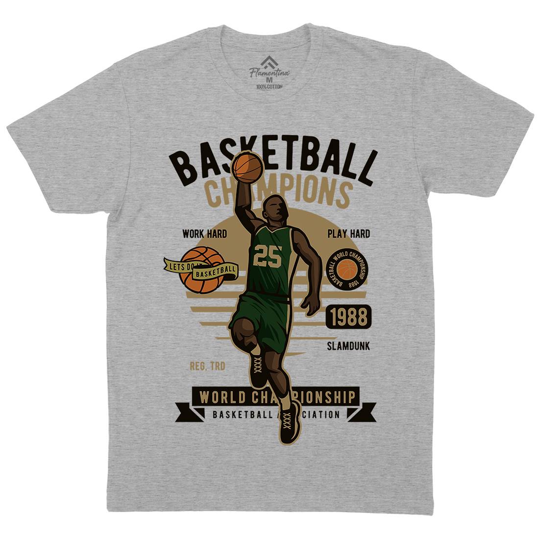 Basketball Champions Mens Crew Neck T-Shirt Sport D507