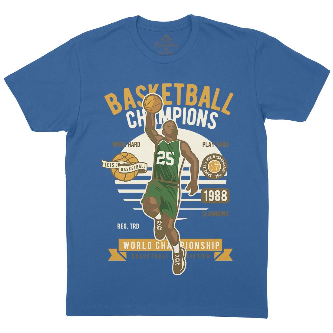 Basketball Champions Mens Organic Crew Neck T-Shirt Sport D507