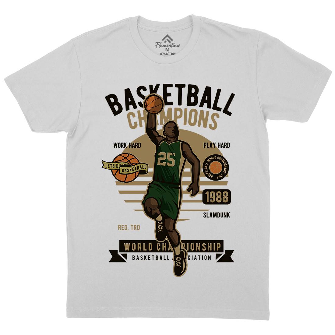 Basketball Champions Mens Crew Neck T-Shirt Sport D507
