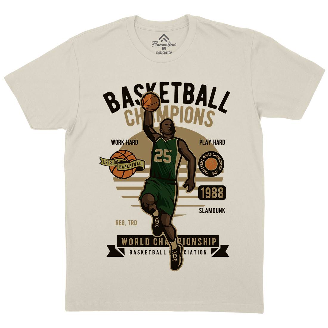 Basketball Champions Mens Organic Crew Neck T-Shirt Sport D507