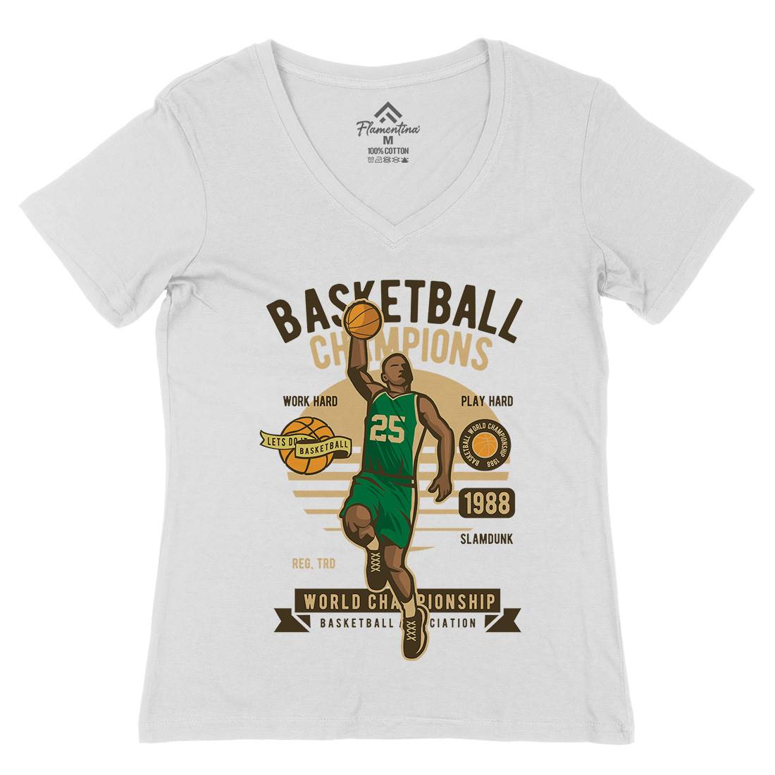 Basketball Champions Womens Organic V-Neck T-Shirt Sport D507