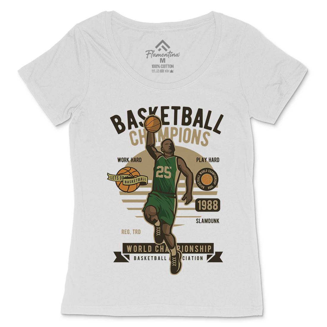Basketball Champions Womens Scoop Neck T-Shirt Sport D507