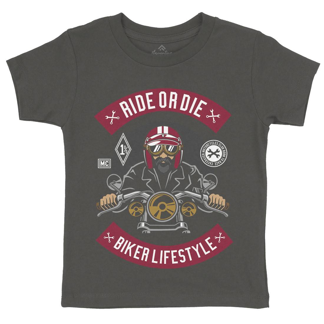 Biker Kids Organic Crew Neck T-Shirt Motorcycles D508