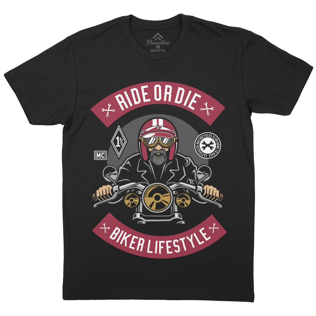Biker Mens Crew Neck T-Shirt Motorcycles D508