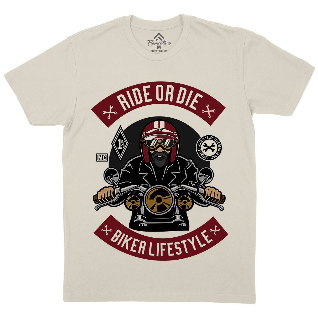 Biker Mens Organic Crew Neck T-Shirt Motorcycles D508