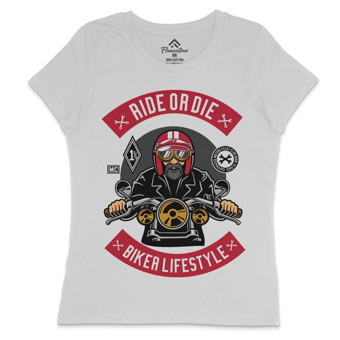 Biker Womens Crew Neck T-Shirt Motorcycles D508