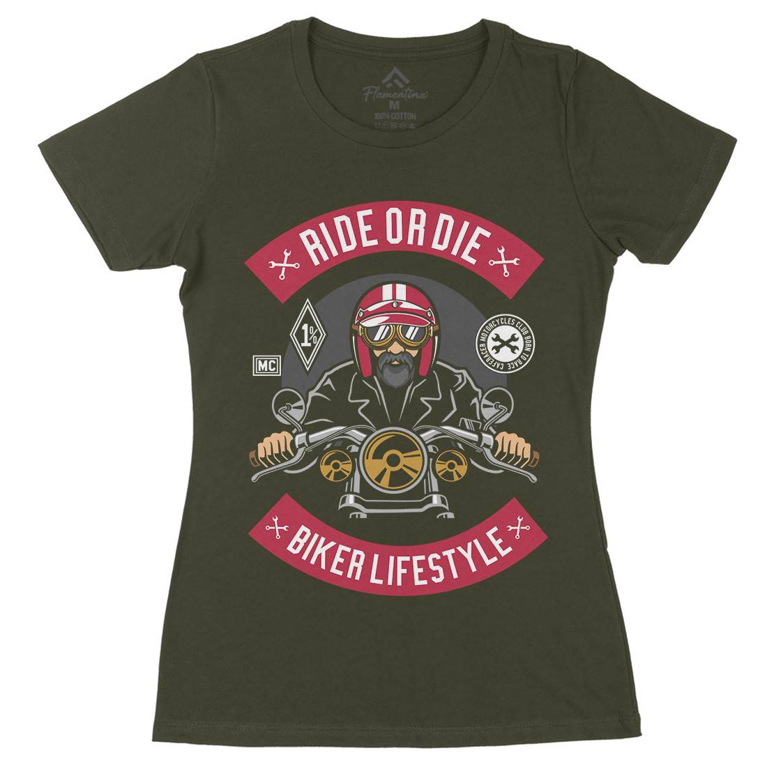 Biker Womens Organic Crew Neck T-Shirt Motorcycles D508