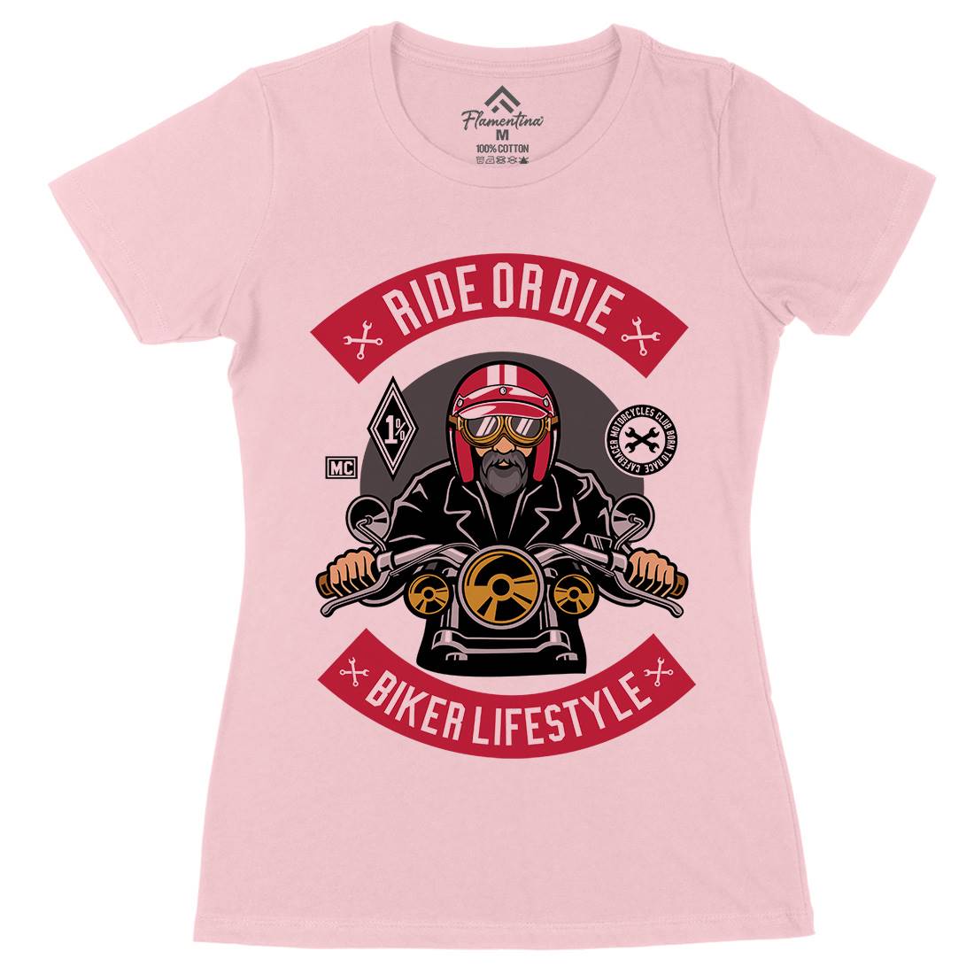 Biker Womens Organic Crew Neck T-Shirt Motorcycles D508