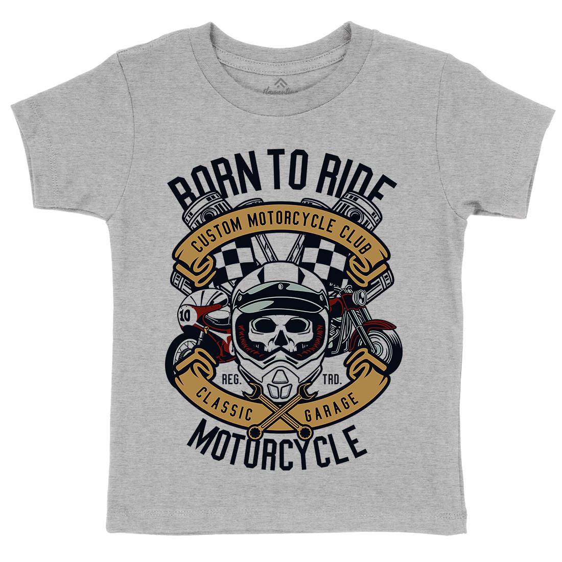 Born To Ride Kids Organic Crew Neck T-Shirt Motorcycles D509