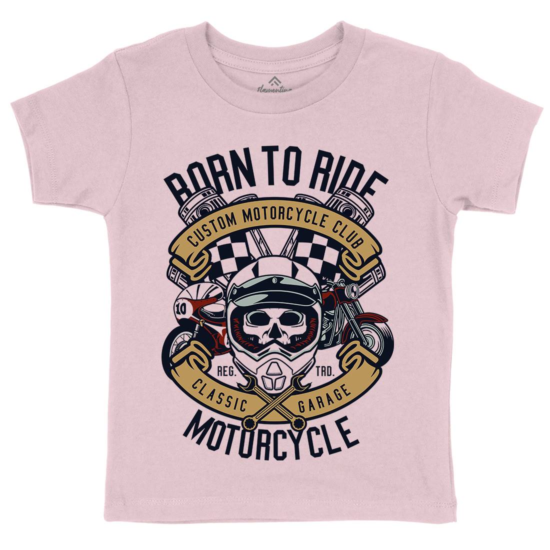 Born To Ride Kids Organic Crew Neck T-Shirt Motorcycles D509