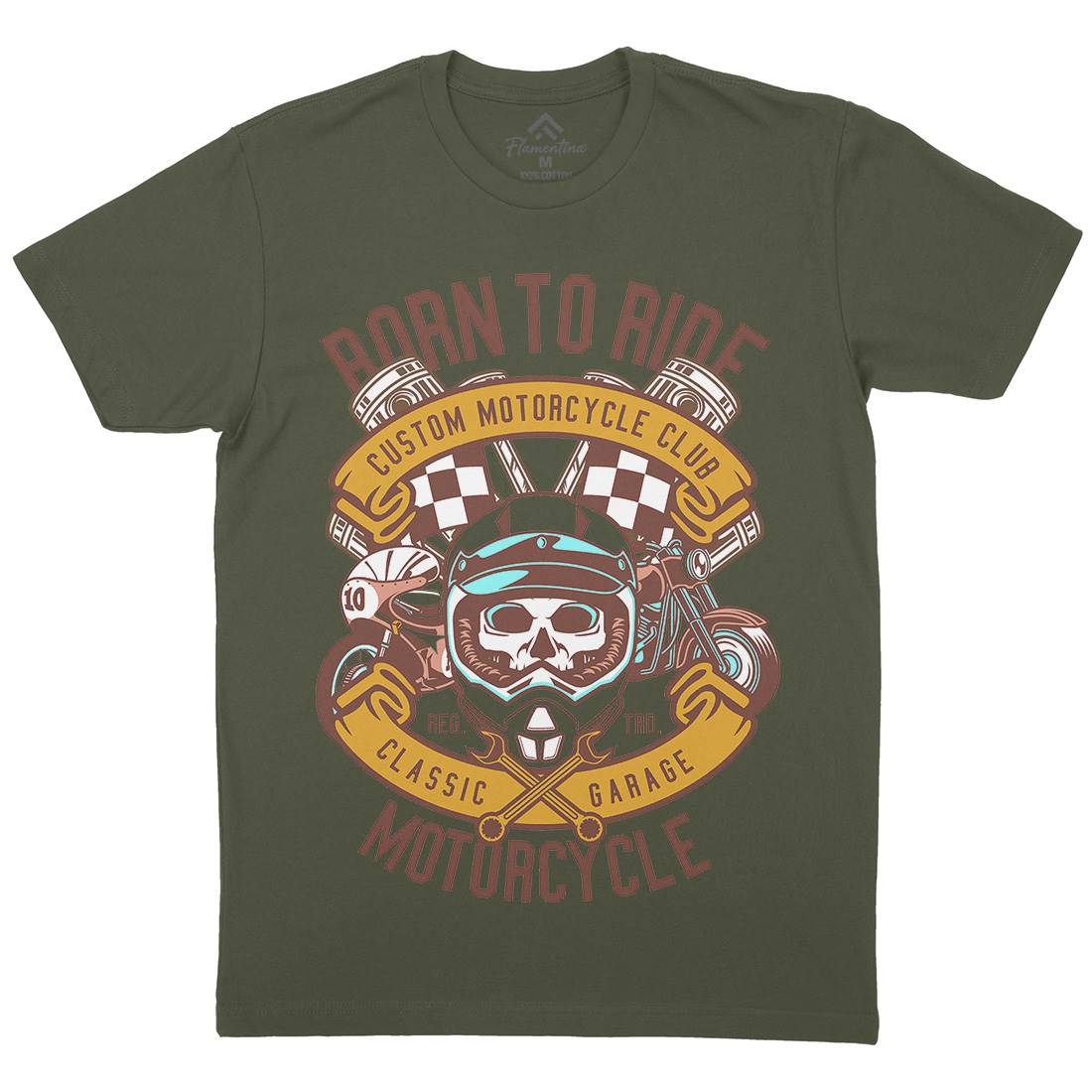 Born To Ride Mens Organic Crew Neck T-Shirt Motorcycles D509