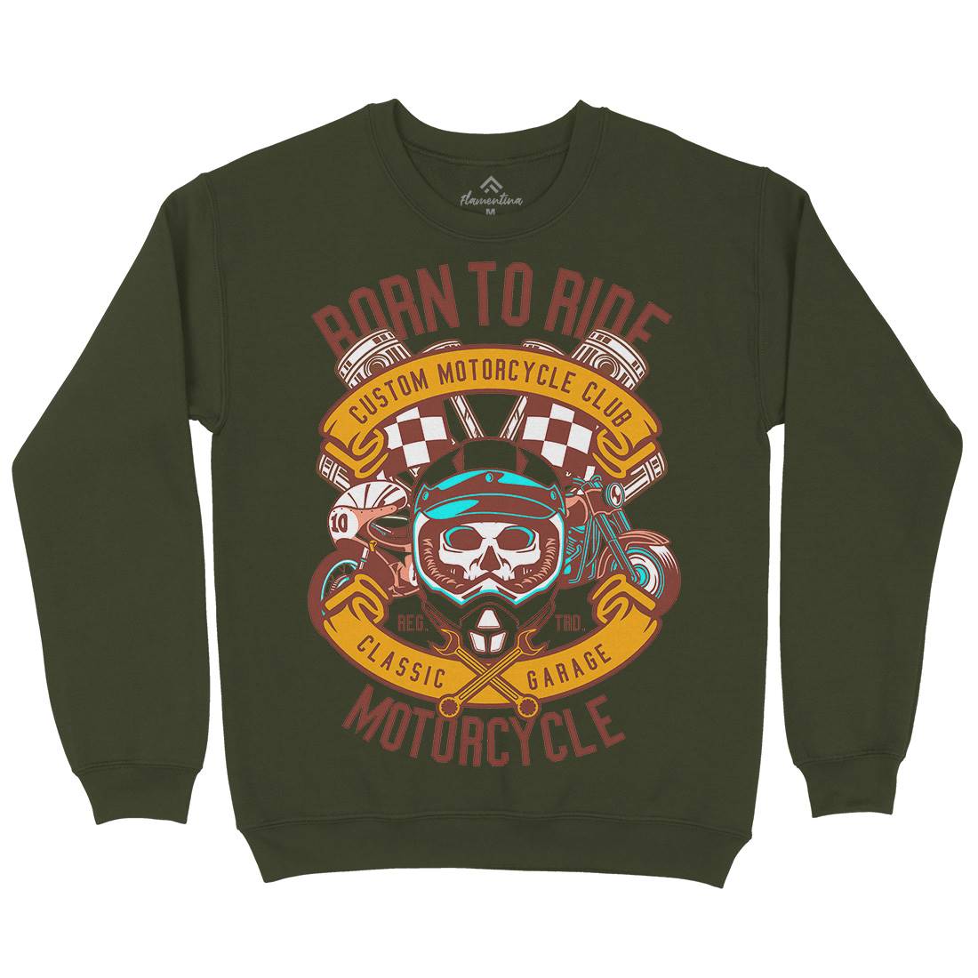 Born To Ride Mens Crew Neck Sweatshirt Motorcycles D509