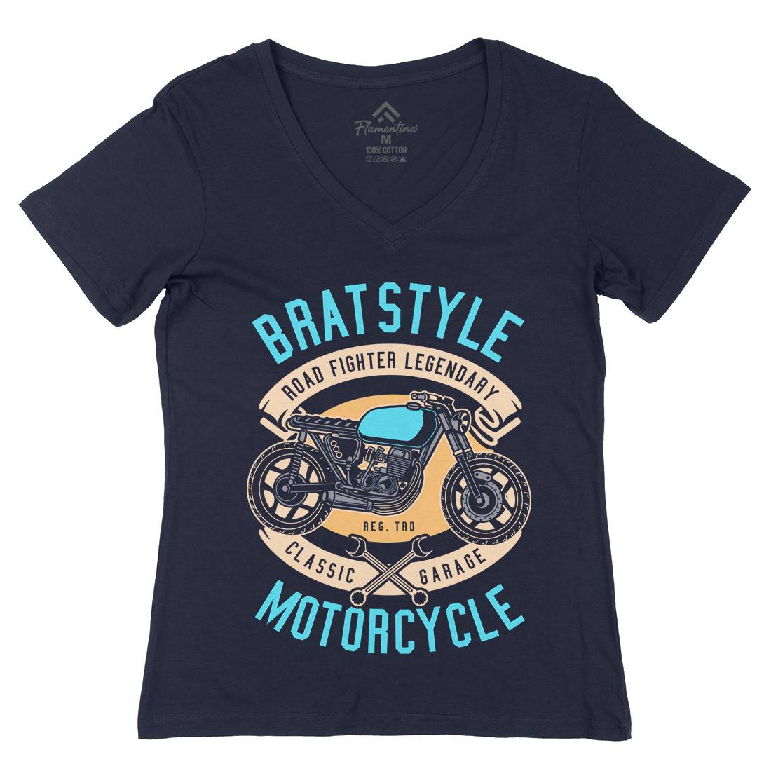 Brat Style Womens Organic V-Neck T-Shirt Motorcycles D511