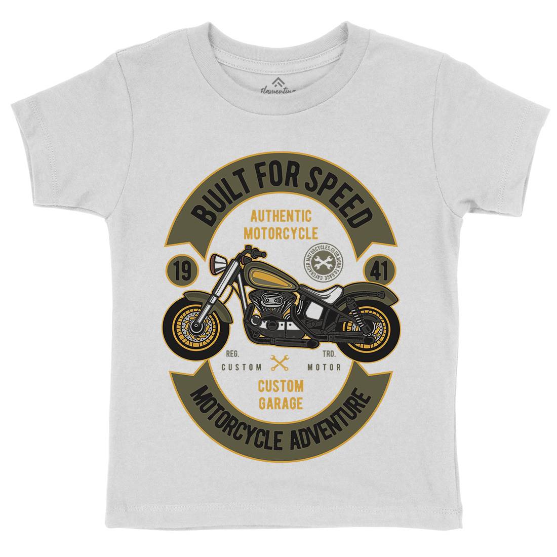 Built For Speed Kids Organic Crew Neck T-Shirt Motorcycles D512