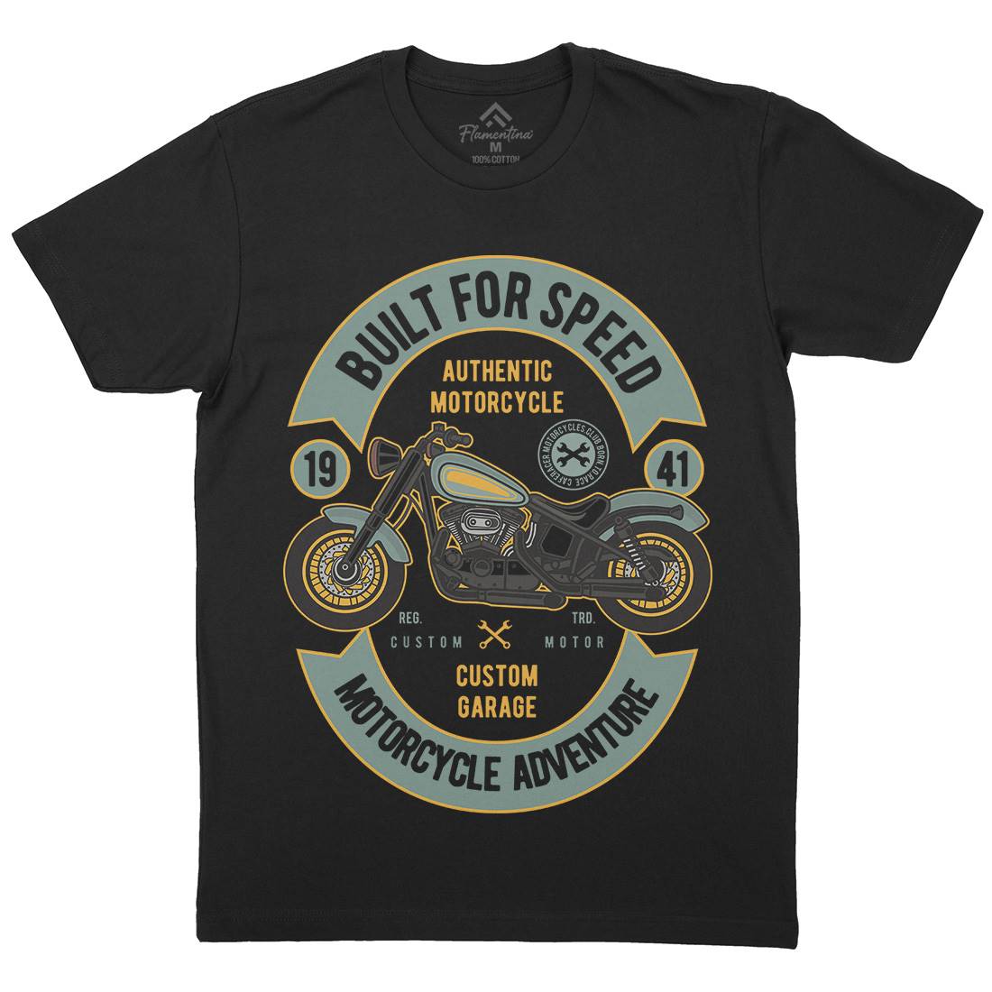 Built For Speed Mens Organic Crew Neck T-Shirt Motorcycles D512