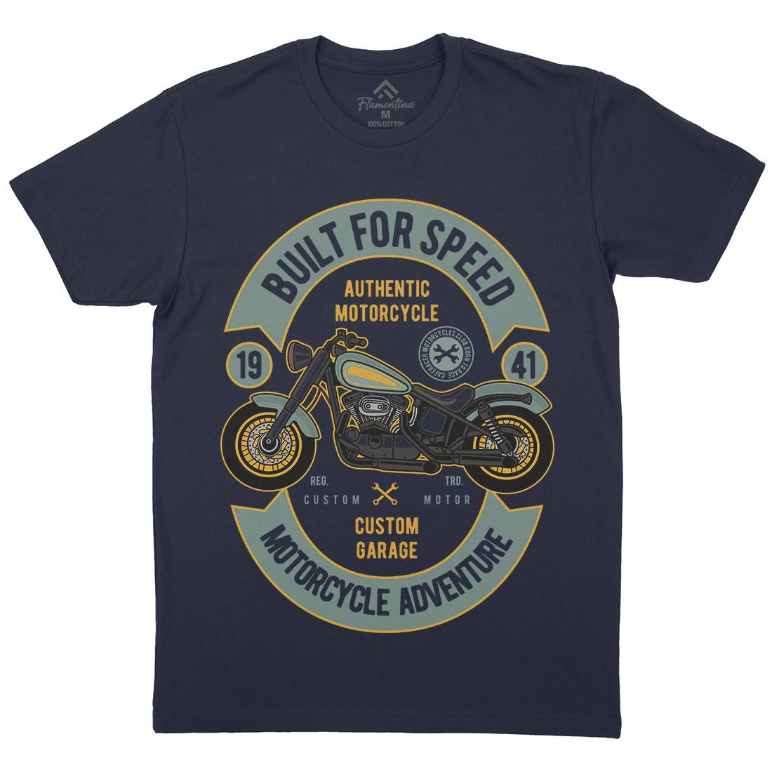 Built For Speed Mens Crew Neck T-Shirt Motorcycles D512