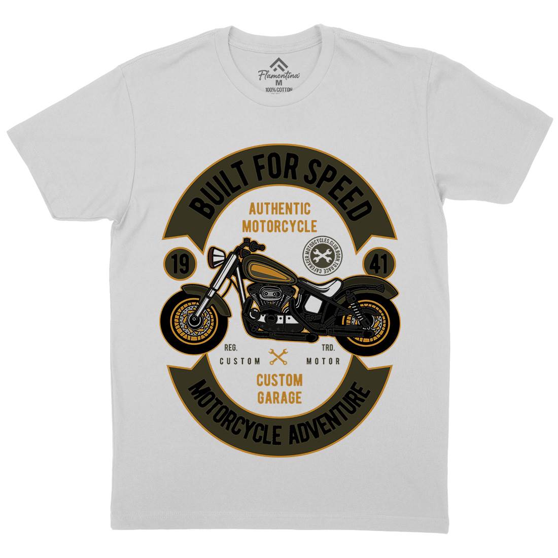 Built For Speed Mens Crew Neck T-Shirt Motorcycles D512