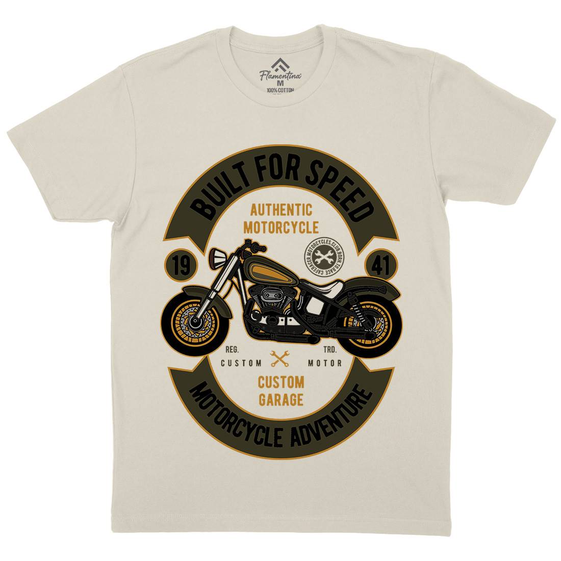 Built For Speed Mens Organic Crew Neck T-Shirt Motorcycles D512