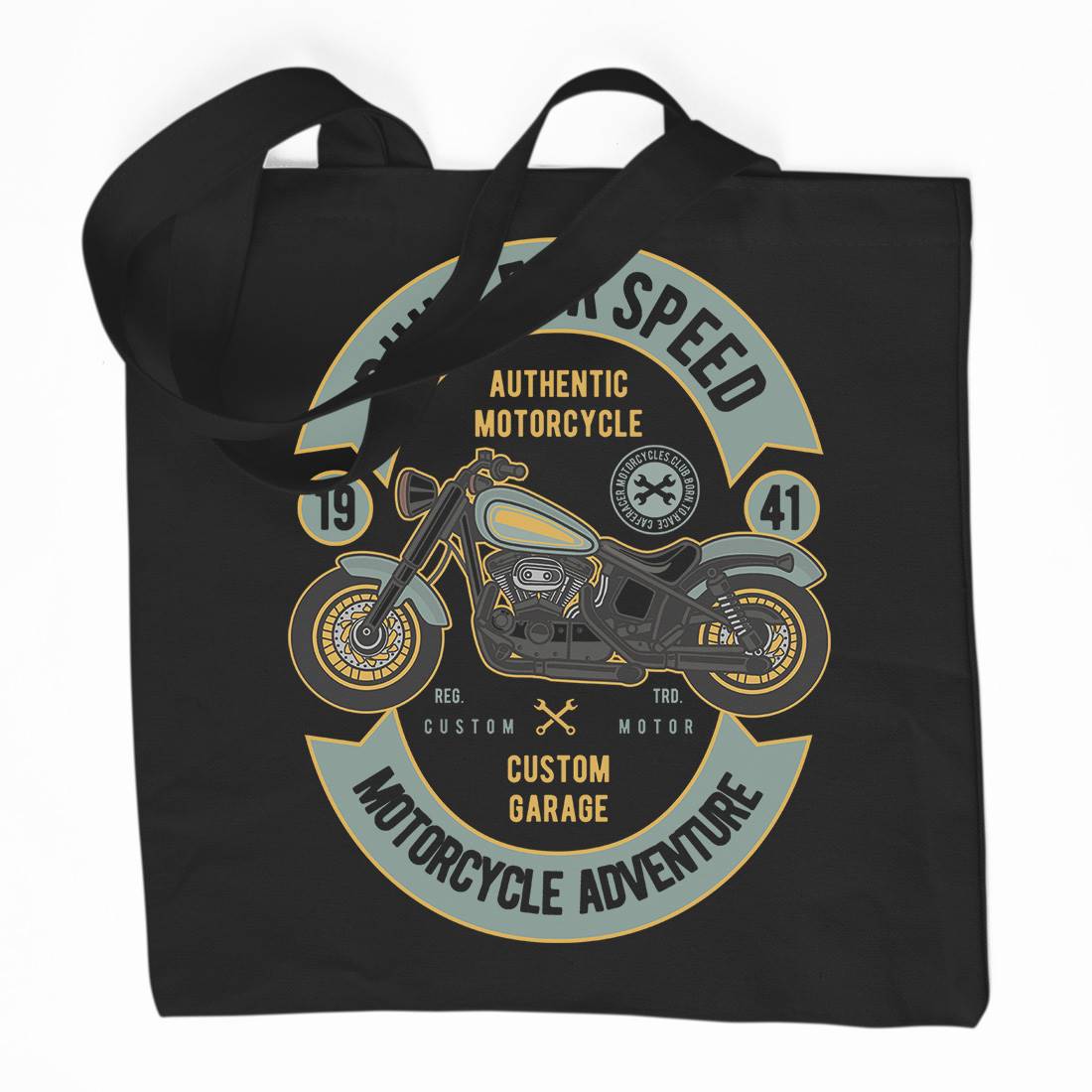 Built For Speed Organic Premium Cotton Tote Bag Motorcycles D512