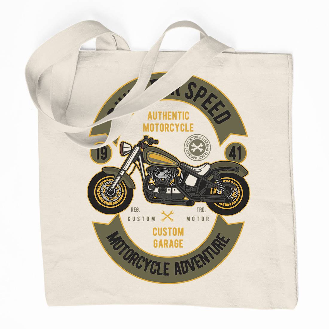 Built For Speed Organic Premium Cotton Tote Bag Motorcycles D512