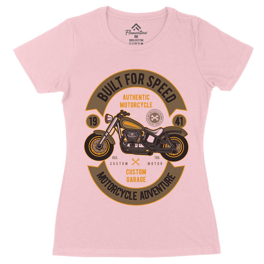 Built For Speed Womens Organic Crew Neck T-Shirt Motorcycles D512