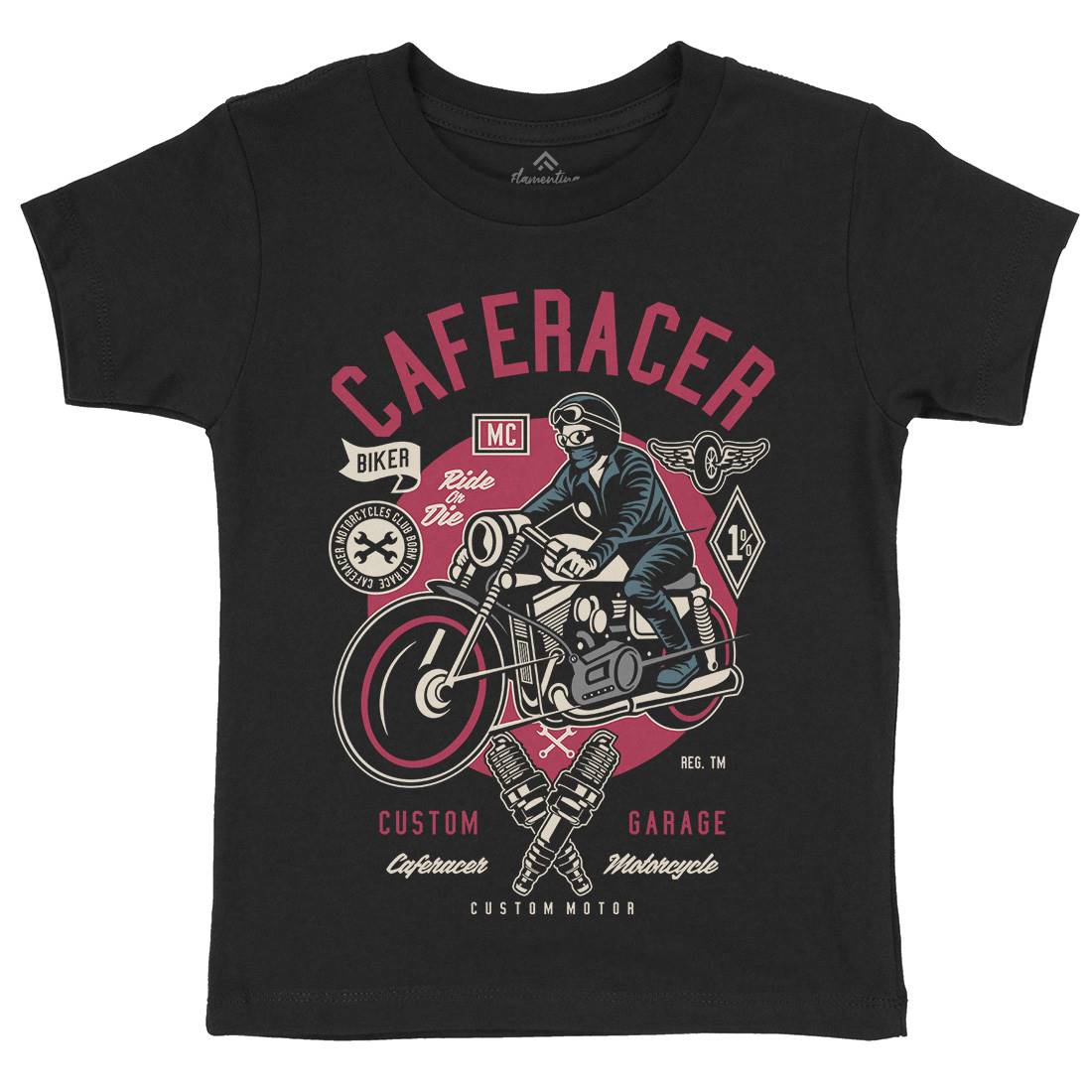Caferacer Kids Organic Crew Neck T-Shirt Motorcycles D513