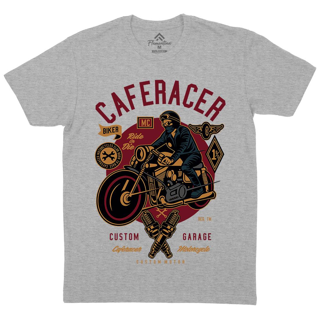 Caferacer Mens Crew Neck T-Shirt Motorcycles D513