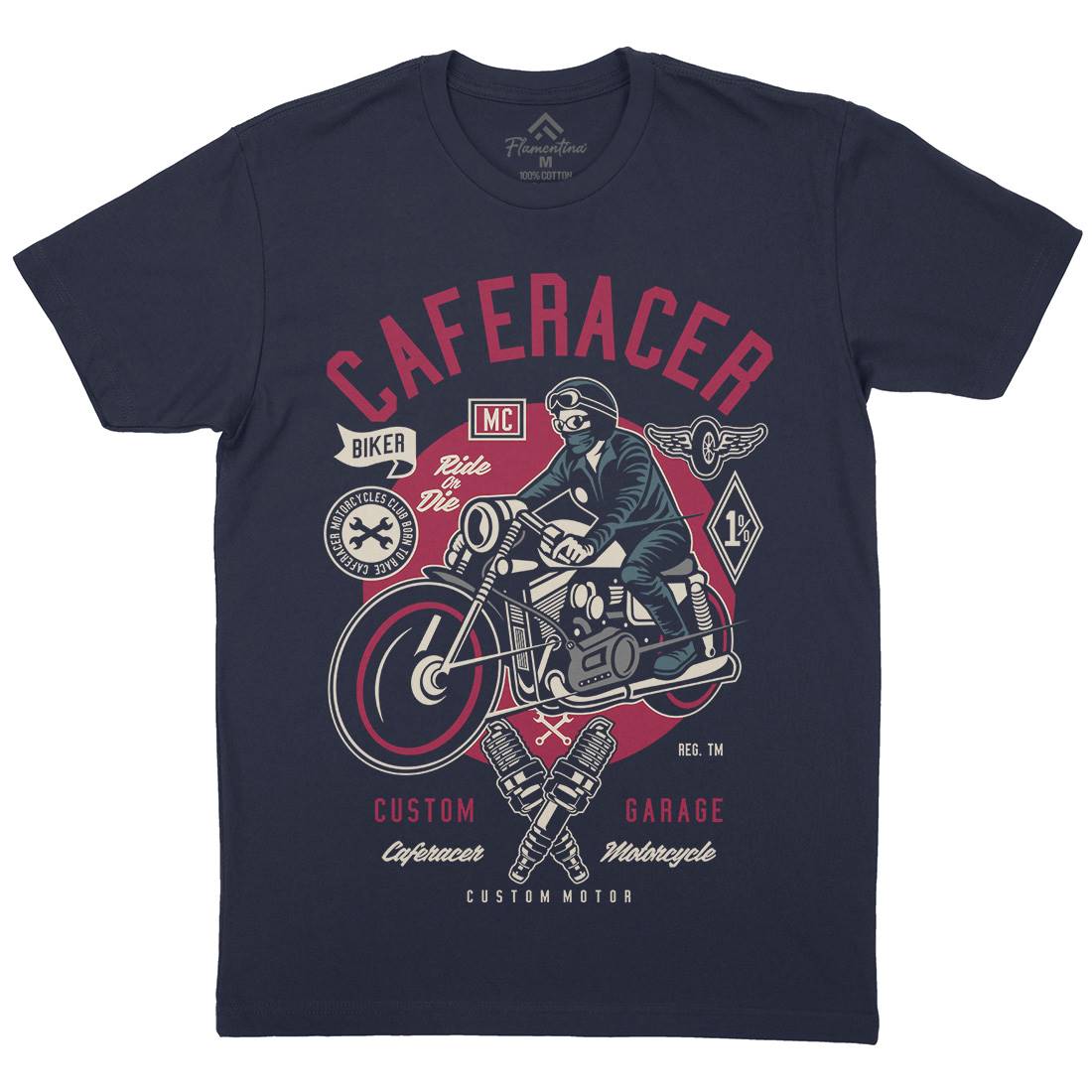 Caferacer Mens Organic Crew Neck T-Shirt Motorcycles D513