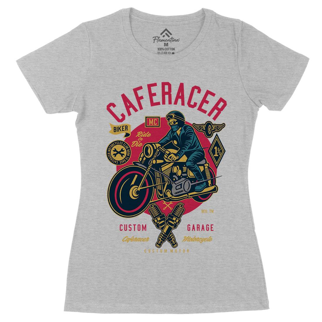 Caferacer Womens Organic Crew Neck T-Shirt Motorcycles D513