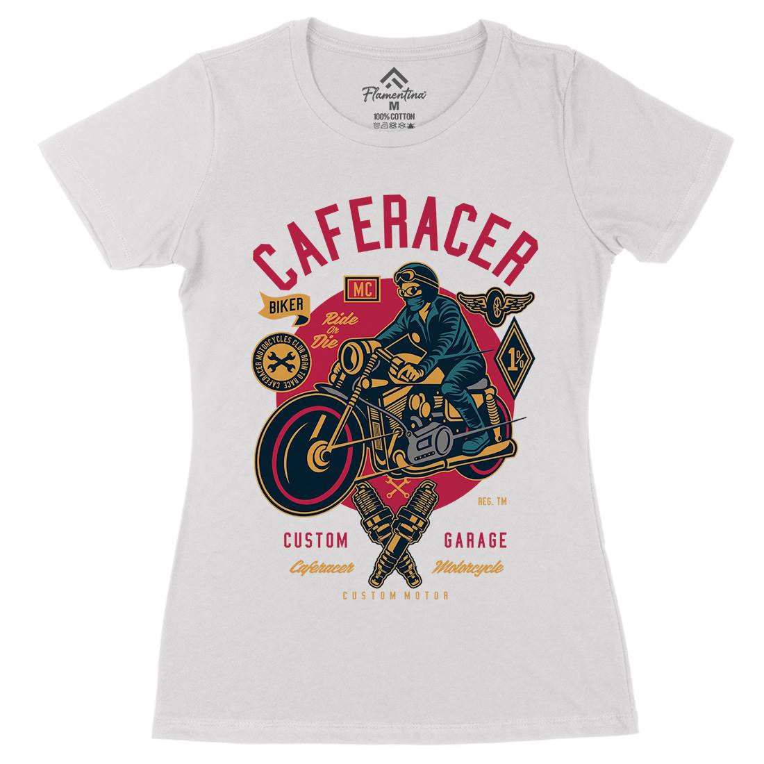 Caferacer Womens Organic Crew Neck T-Shirt Motorcycles D513