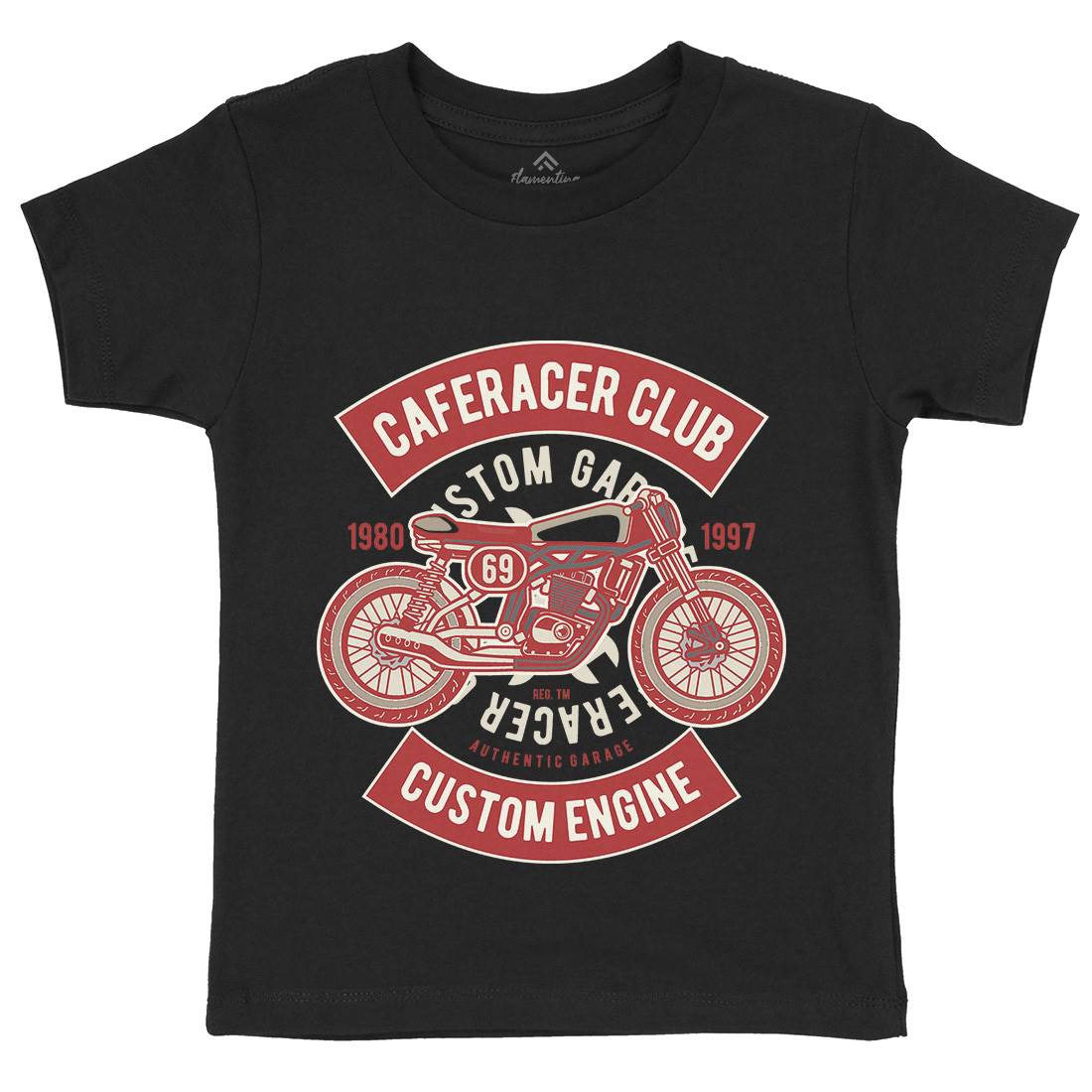 Caferacer Club Kids Organic Crew Neck T-Shirt Motorcycles D514