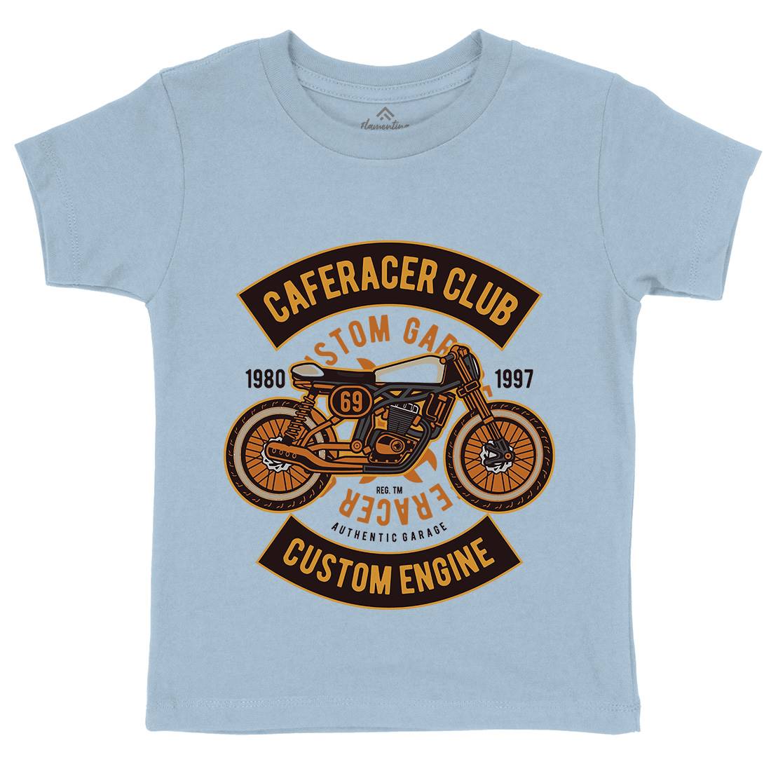 Caferacer Club Kids Organic Crew Neck T-Shirt Motorcycles D514