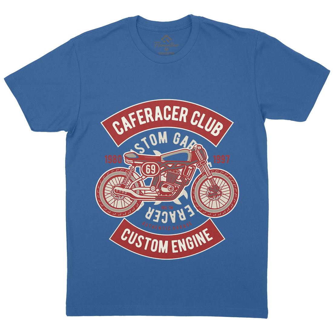 Caferacer Club Mens Organic Crew Neck T-Shirt Motorcycles D514