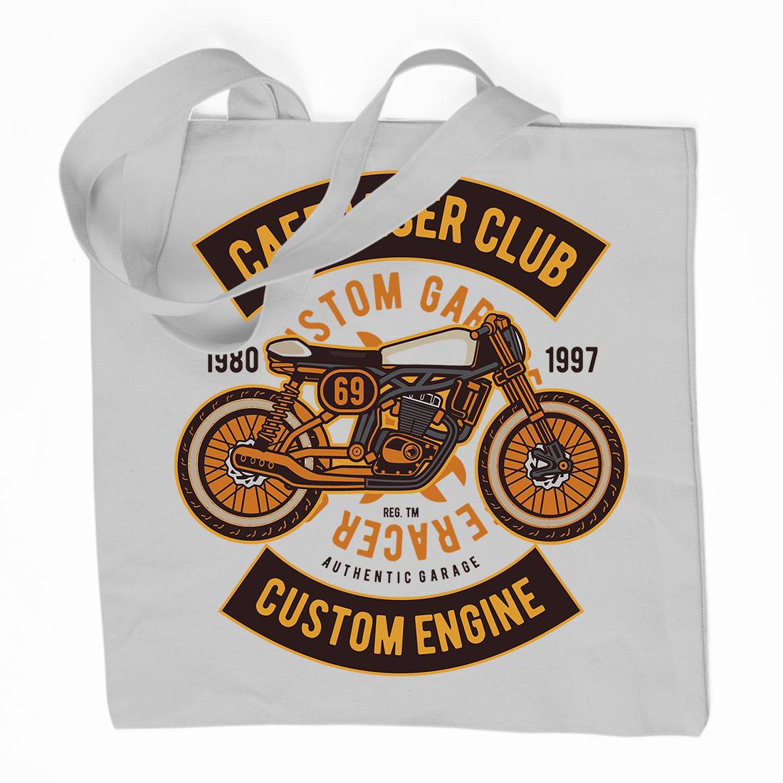 Caferacer Club Organic Premium Cotton Tote Bag Motorcycles D514