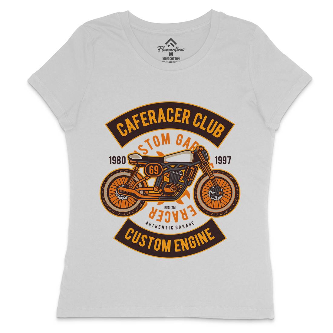 Caferacer Club Womens Crew Neck T-Shirt Motorcycles D514
