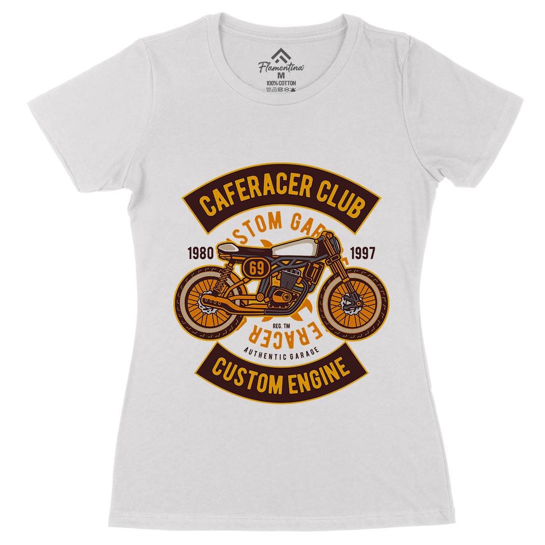 Caferacer Club Womens Organic Crew Neck T-Shirt Motorcycles D514
