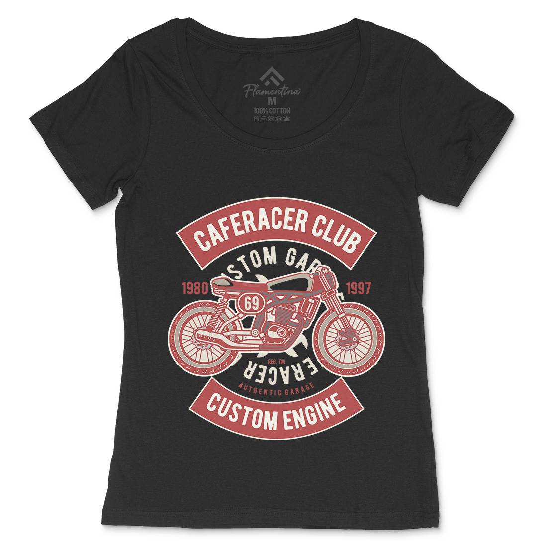 Caferacer Club Womens Scoop Neck T-Shirt Motorcycles D514