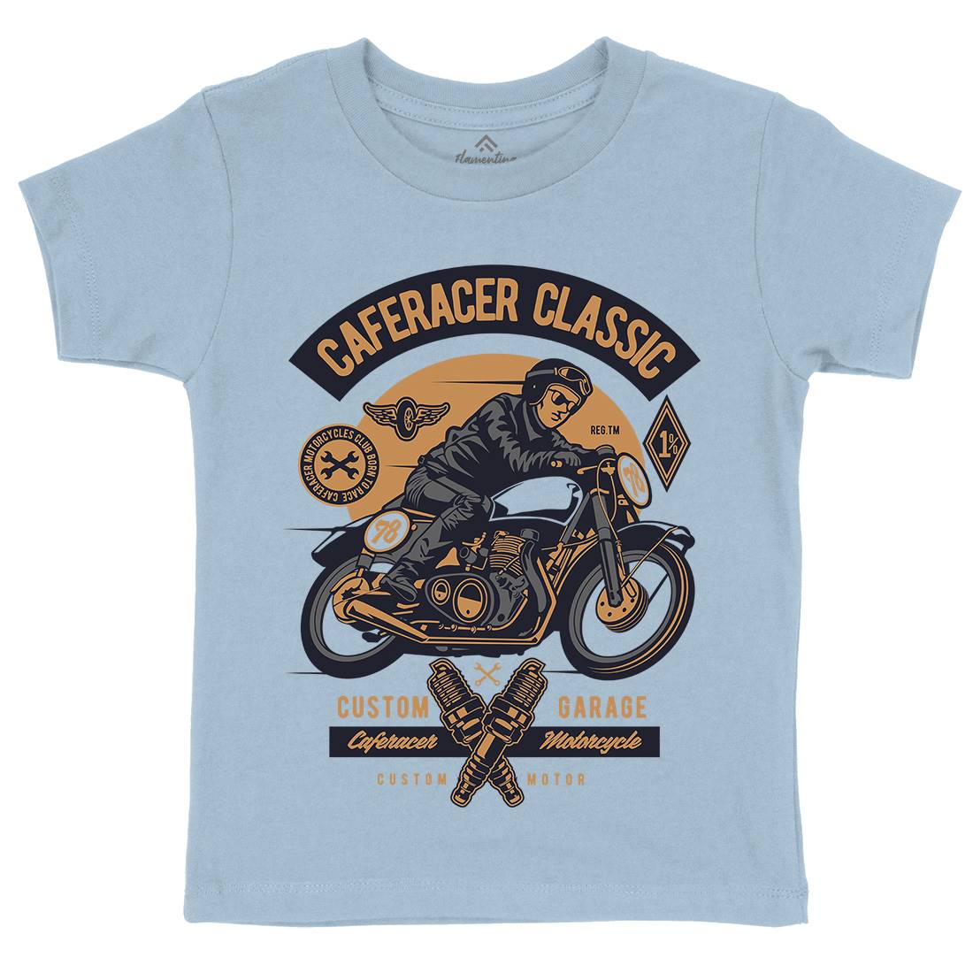 Caferacer Rider Kids Organic Crew Neck T-Shirt Motorcycles D515
